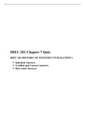 HIEU 201  CHAPTER 7 QUIZ  Answer / HIEU201 Chapter 7 quiz (Latest), HIEU 201-HISTORY OF WESTERN CIVILIZATION, Liberty university.