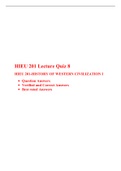 HIEU 201 Lecturer Quiz 8 Answer (3 Versions) / HIEU201 Lecturer Quiz (Latest), HIEU 201-HISTORY OF WESTERN CIVILIZATION I, Liberty university.