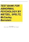 Exam (elaborations) TEST BANK Abnormal Psychology By Nietzel, Speltz, McCauley and Bernstein (Prepared By Susan K. Fuhr) all chapters