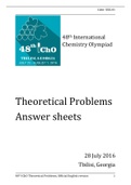 IChO 2016-48 Chemistry Olympiad Theoretical Problems Answer Sheets