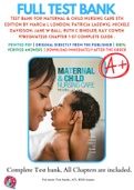 Test Bank For Maternal & Child Nursing Care 5th Edition By Marcia L London; Patricia Ladewig; Michele Davidson; Jane W Ball; Ruth C Bindler; Kay Cowen 9780134167220 Chapter 1-57 Complete Guide .