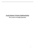 Summary Strategy Implementation (325088-M-6) - Lectures & Sample Questions