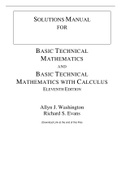 Basic Technical Mathematics, 11e Allyn Washington, Richard Evans (Solution Manual)