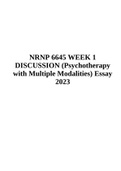 NRNP 6645 WEEK 1 DISCUSSION (Psychotherapy with Multiple Modalities) Essay 2023