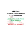 HFL1501 ASSIGNMENT 02 SOLUTIONS, SEMESTER 1, 2023