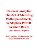Business Analytics The Art of Modeling With Spreadsheets, 5e Stephen Powell, Kenneth Baker (Test Bank)