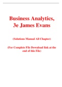 Business Analytics, 3e James Evans (Solution Manual)