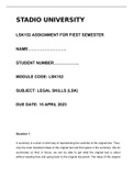 LEGAL SKILS/ LSK152 ASSIGNMENT 01 FOR FIRST SEMESTER 2023
