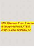 HESI Milestone Exam 2 Version  B (Blueprint) Final LATEST UPDATE 2023 GRADED A+