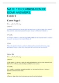 MATH 110 COMBINATION OF EXAM QUESTIONS & ANSWERS.