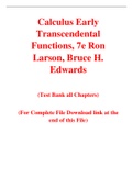 Calculus Early Transcendental Functions, 7e Ron Larson, Bruce H. Edwards (Test Bank)