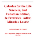 Calculus for the Life Sciences, 2nd Canadian Edition, 2e Frederick  Adler, Miroslav Lovric (Solution Manual)