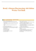 Test Bank for Brody’s Human Pharmacology 6th Edition by Wecker / All Chapters 1-75 / Full Complete 2023 - 2024