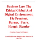 Business Law The Ethical Global And Digital Environment, 18e Prenkert, Barnes,  Perry, Haugh, Stemler (Solution Manual)