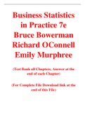 Business Statistics in Practice 7e Bruce Bowerman Richard Connell Emily Murphree (Solution Manual with Test Bank)	