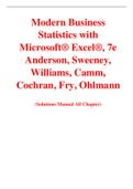 Modern Business Statistics with Microsoft® Excel®, 7e Anderson, Sweeney, Williams, Camm,  Cochran, Fry, Ohlmann (Solution Manual)