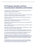 NJ Property, Casualty, and Auto Licensing Exam Questions and Answers 