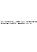 HESI MENTAL HEALTH RN EXAM 2023 TEST BANK (FULL) 100% CORRECT ANSWERS RATED!!