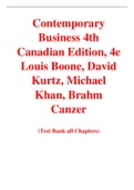 Contemporary Business 4th  Canadian Edition, 4e Louis Boone, David Kurtz, Michael Khan, Brahm Canzer (Test Bank)