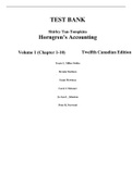 Horngren's Accounting, Volume 1, 12th Canadian Edition, 12e Miller-Nobles, Mattison, Ella Mae Matsumura, Mowbray, Meissner, Jo-Ann Johnston (Test Bank)