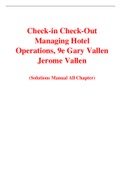 Check-in Check-Out Managing Hotel Operations, 9e Gary Vallen Jerome Vallen (Solution Manual)
