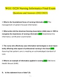 WGU D220 Nursing Informatics Final Exam Questions and Answers 2022/2023 | 100% Verified Answers