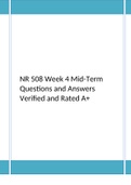 NR 508 Week 4 Mid-Term Questions and Answers Verified and Rated A+