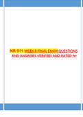 NR 511 WEEK 8 FINAL EXAM QUESTIONS AND ANSWERS VERIFIED AND RATED A+