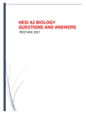 HESI A2 BIOLOGY QUESTIONS AND ANSWERS REETAKE 2021