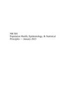 NR 503 Population Health, Epidemiology, & Statistical Principles — January 2023