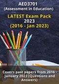 Assessment in Education  (AED3701) Exam Pack (2016 - 2023 January) Questions and Answers 