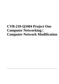 CYB-210-Q3404 Project One Computer Networking | Computer Network Modification