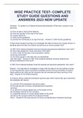 WISE PRACTICE TEST- COMPLETE STUDY GUIDE QUESTIONS AND ANSWERS 2023 NEW UPDATE 