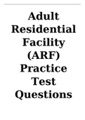 Adult Residential Facility (ARF) Practice Test (2023) Questions and Answers.