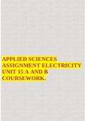 APPLIED SCIENCES ASSIGNMENT ELECTRICITY UNIT 15 A AND B COURSEWORK.