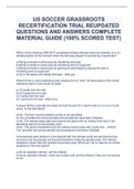 US SOCCER GRASSROOTS RECERTIFICATION TRIAL REUPDATED QUESTIONS AND ANSWERS COMPLETE MATERIAL GUIDE (100% SCORED TEST)