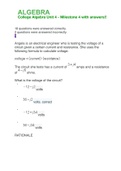 Exam (elaborations) Sophia Milestone 4 College Algebra with correct answers.
