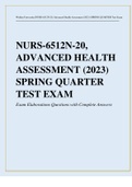 NURS-6512N-20 Advanced Health Assessment. 2023 Spring Quarter Exam Elaborations Questions and Answers