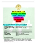 NURS 451A-VO2 Nursing Care of the Family - Maternity Summer 2022 The School of Nursing