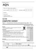AQA GCSE COMPUTER SCIENCE Paper 1A JUNE 2022 QUESTION PAPER: Computational thinking and programming skills – C#