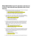 HESI MED/SURG Form B | Revised Questions and Correct Answers LATEST 2023/2024.