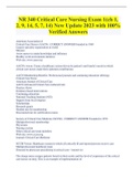 NR 340 Critical Care Nursing Exam 1(ch 1,  2, 9, 14, 5, 7, 14) New Update 2023 with 100%  Verified Answers