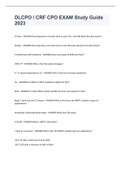 DLCPO / CRF CPO EXAM Study Guide 2023 with 100% correct answers