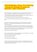 ACQ 202 Module 2 Exam: Part I Planning - Acquisition Strategy Development Questions. 2022 ( Answered).