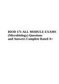 BIOD 171 ALL MODULE EXAMS Microbiology - Questions and Answers, Complete Graded 100%