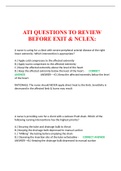 ATI QUESTIONS TO REVIEW BEFORE EXIT & NCLEX: 300 questions with answers 
