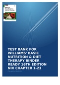 Test Bank For Williams' Basic Nutrition & Diet Therapy Binder Ready 16th Edition Nix Chapter 1-23 | Complete Guide A+
