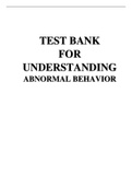 TEST BANK  FOR UNDERSTANDING ABNORMAL BEHAVIOR