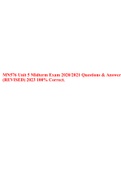 MN576 Unit 5 Midterm Exam 2020/2021 Questions & Answers (REVISED) 2023 100% Correct.