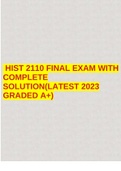 HIST 2110 FINAL EXAM WITH COMPLETE SOLUTION(LATEST 2023 GRADED A+)